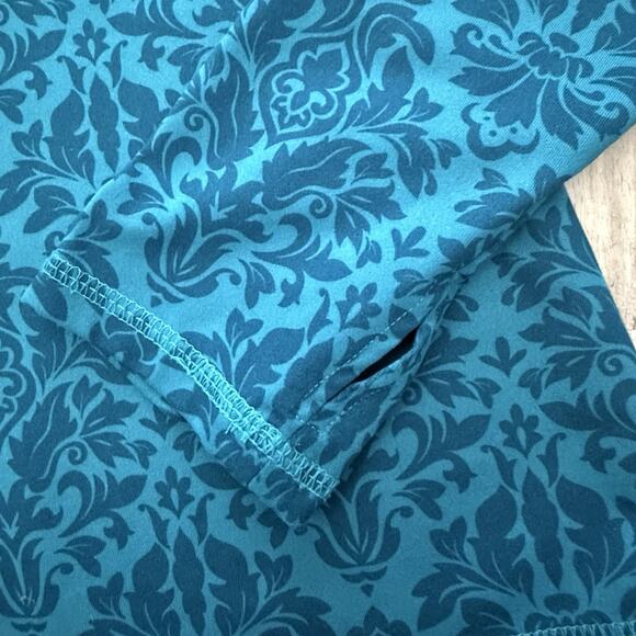 Eddie Bauer 1/4 Zip Pullover Womens Medium Teal Floral Top Activewear Stretch - Picture 6 of 9